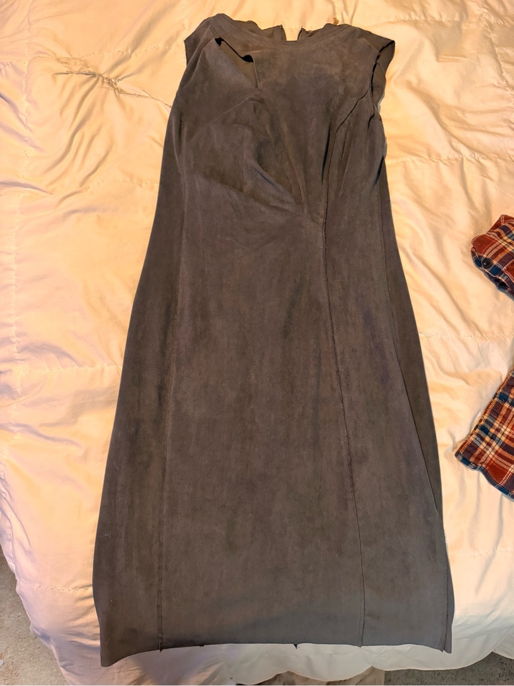 Women's Slate Gray Suede Sleeveless Dress